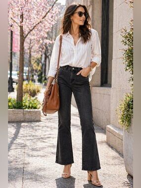 Kut From The Kloth Natalie Bootcut Jeans 4 Black High Rise Stretch Denim